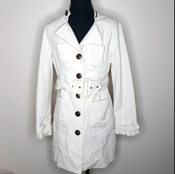 blanc noir Jackets & Blazers - Blanc Noir Cream Ruffle Sleeve Trench Coat…